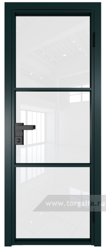 Дверь со стеклом ProfilDoors алюминиевая 13AG с профилем Зеленый матовый RAL6004 (Белый триплекс)