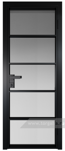 Дверь со стеклом ProfilDoors алюминиевая 14AG с профилем Черный матовый RAL9005 (Матовое)