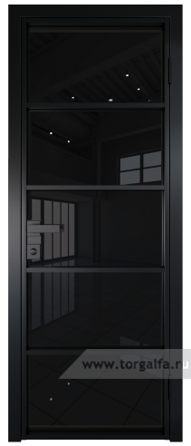 Дверь со стеклом ProfilDoors алюминиевая 14AG с профилем Черный матовый RAL9005 (Черный триплекс)