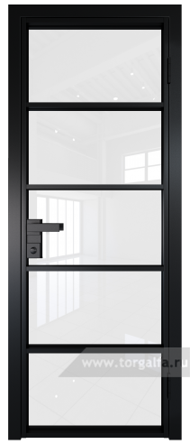 Дверь со стеклом ProfilDoors алюминиевая 14AG с профилем Черный матовый RAL9005 (Белый триплекс)