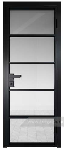Дверь со стеклом ProfilDoors алюминиевая 14AG с профилем Черный матовый RAL9005 (Прозрачное)