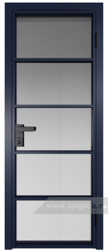 Дверь со стеклом ProfilDoors алюминиевая 14AG с профилем Cиний матовый RAL5003 (Матовое)