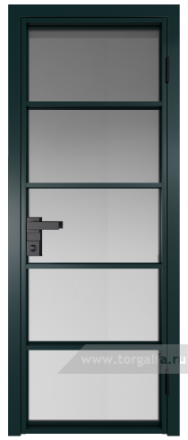 Дверь со стеклом ProfilDoors алюминиевая 14AG с профилем Зеленый матовый RAL6004 (Матовое)
