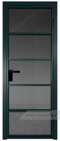 Дверь со стеклом ProfilDoors алюминиевая 14AG с профилем Зеленый матовый RAL6004 (Тонированное)