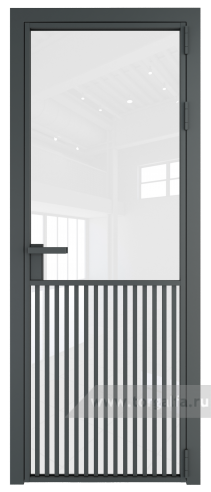 Дверь со стеклом ProfilDoors алюминиевая 15AG с профилем Серая ночь (Белый триплекс)