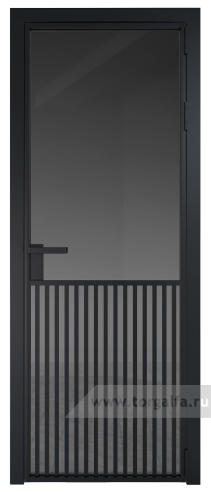 Дверь со стеклом ProfilDoors алюминиевая 15AG с профилем Черный матовый RAL9005 (Тонированное)