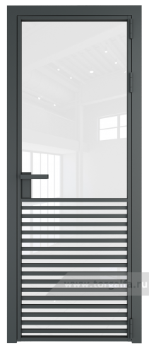 Дверь со стеклом ProfilDoors алюминиевая 16AG с профилем Серая ночь (Белый триплекс)