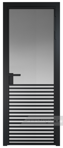 Дверь со стеклом ProfilDoors алюминиевая 16AG с профилем Черный матовый RAL9005 (Матовое)