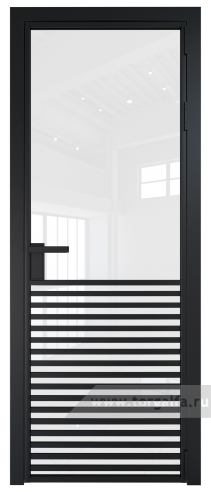 Дверь со стеклом ProfilDoors алюминиевая 16AG с профилем Черный матовый RAL9005 (Белый триплекс)