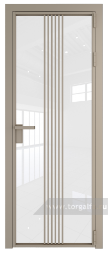 Дверь со стеклом ProfilDoors алюминиевая 18AG с профилем Никель матовый (Белый триплекс)