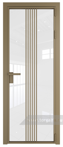 Дверь со стеклом ProfilDoors алюминиевая 18AG с профилем Шампань (Белый триплекс)