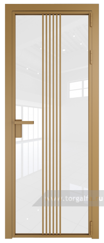 Дверь со стеклом ProfilDoors алюминиевая 18AG с профилем Золото (Белый триплекс)
