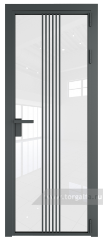 Дверь со стеклом ProfilDoors алюминиевая 18AG с профилем Серая ночь (Белый триплекс)