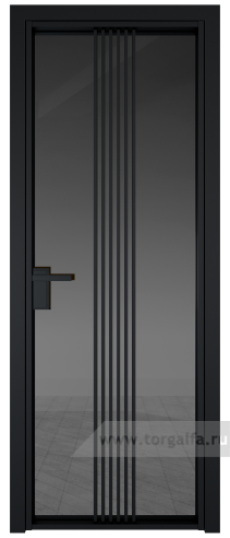 Дверь со стеклом ProfilDoors алюминиевая 18AG с профилем Черный матовый RAL9005 (Тонированное)