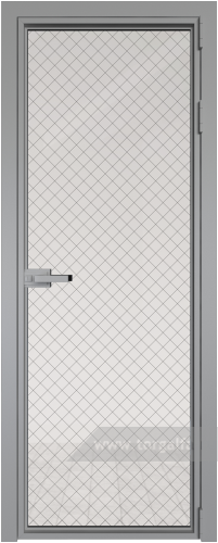 Дверь со стеклом ProfilDoors алюминиевая 1AX с профилем Серебро (Ромб черный)