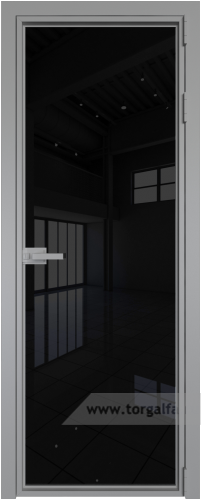Дверь со стеклом ProfilDoors алюминиевая 1AX с профилем Серебро (Черный триплекс)