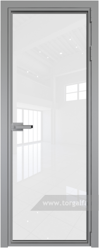 Дверь со стеклом ProfilDoors алюминиевая 1AX с профилем Серебро (Белый триплекс)