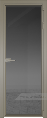 Дверь со стеклом ProfilDoors алюминиевая 1AX с профилем Никель матовый (Тонированное)