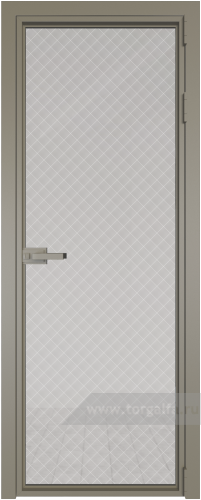 Дверь со стеклом ProfilDoors алюминиевая 1AX с профилем Никель матовый (Ромб белый)