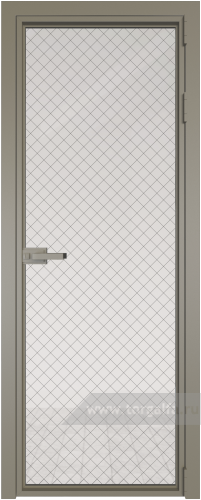 Дверь со стеклом ProfilDoors алюминиевая 1AX с профилем Никель матовый (Ромб черный)