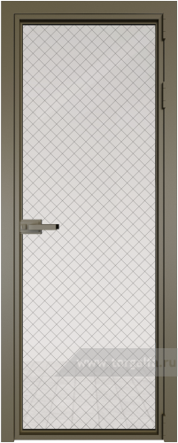 Дверь со стеклом ProfilDoors алюминиевая 1AX с профилем Шампань (Ромб черный)