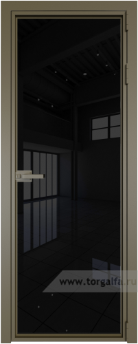 Дверь со стеклом ProfilDoors алюминиевая 1AX с профилем Шампань (Черный триплекс)