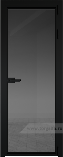 Дверь со стеклом ProfilDoors алюминиевая 1AX с профилем Черный матовый RAL9005 (Тонированное)