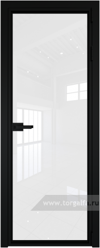 Дверь со стеклом ProfilDoors алюминиевая 1AX с профилем Черный матовый RAL9005 (Белый триплекс)