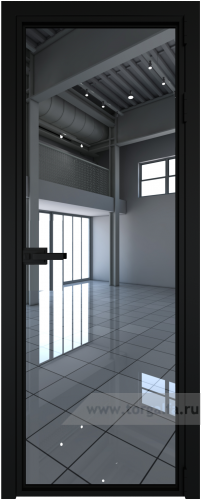 Дверь со стеклом ProfilDoors алюминиевая 1AX с профилем Черный матовый RAL9005 (Зеркало)