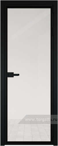Дверь со стеклом ProfilDoors алюминиевая 1AX с профилем Черный матовый RAL9005 (Прозрачное)