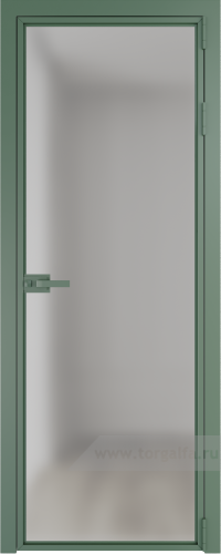 Дверь со стеклом ProfilDoors алюминиевая 1AX с профилем Зеленый воск (Матовое)