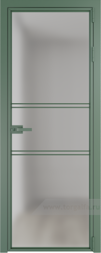 Дверь со стеклом ProfilDoors алюминиевая 2AX с профилем Зеленый воск (Матовое)