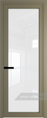 Дверь со стеклом ProfilDoors алюминиевая AGP 1 с профилем Шампань (Белый триплекс)
