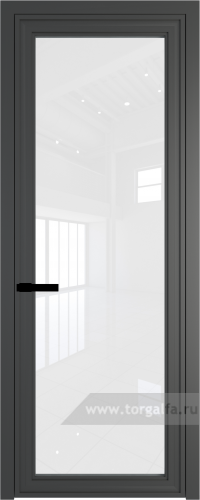 Дверь со стеклом ProfilDoors алюминиевая AGP 1 с профилем Серая ночь (Белый триплекс)