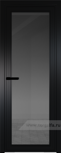 Дверь со стеклом ProfilDoors алюминиевая AGP 1 с профилем Черный матовый RAL9005 (Тонированное)