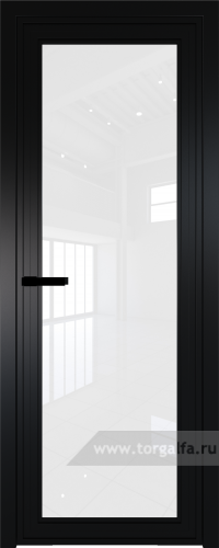 Дверь со стеклом ProfilDoors алюминиевая AGP 1 с профилем Черный матовый RAL9005 (Белый триплекс)