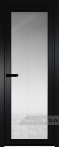 Дверь со стеклом ProfilDoors алюминиевая AGP 1 с профилем Черный матовый RAL9005 (Прозрачное)