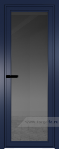 Дверь со стеклом ProfilDoors алюминиевая AGP 1 с профилем Cиний матовый RAL5003 (Тонированное)