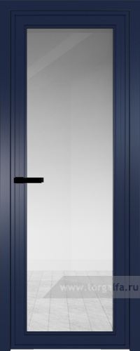 Дверь со стеклом ProfilDoors алюминиевая AGP 1 с профилем Cиний матовый RAL5003 (Прозрачное)