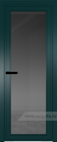 Дверь со стеклом ProfilDoors алюминиевая AGP 1 с профилем Зеленый матовый RAL6004 (Тонированное)
