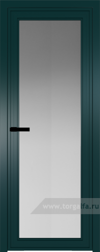 Дверь со стеклом ProfilDoors алюминиевая AGP 1 с профилем Зеленый матовый RAL6004 (Матовое)