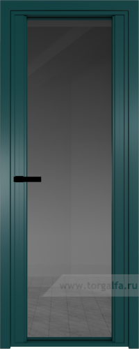 Дверь со стеклом ProfilDoors алюминиевая AGP 2 с профилем Зеленый матовый RAL6004 (Тонированное)