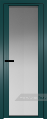 Дверь со стеклом ProfilDoors алюминиевая AGP 2 с профилем Зеленый матовый RAL6004 (Матовое)