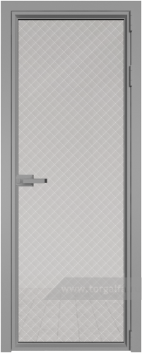 Дверь со стеклом ProfilDoors алюминиевая 1AV с профилем Серебро (Ромб белый)