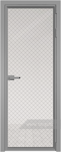 Дверь со стеклом ProfilDoors алюминиевая 1AV с профилем Серебро (Ромб черный)