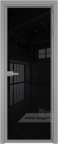 Дверь со стеклом ProfilDoors алюминиевая 1AV с профилем Серебро (Черный триплекс)