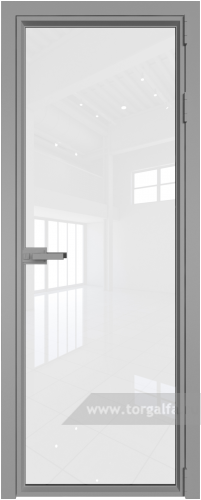 Дверь со стеклом ProfilDoors алюминиевая 1AV с профилем Серебро (Белый триплекс)