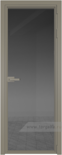 Дверь со стеклом ProfilDoors алюминиевая 1AV с профилем Никель матовый (Тонированное)