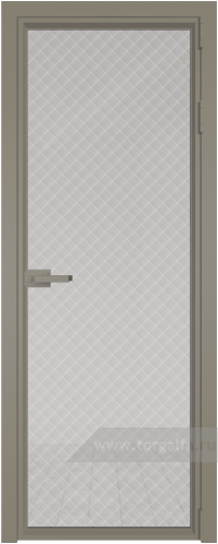 Дверь со стеклом ProfilDoors алюминиевая 1AV с профилем Никель матовый (Ромб белый)