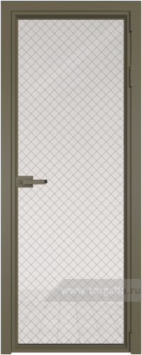 Дверь со стеклом ProfilDoors алюминиевая 1AV с профилем Шампань (Ромб черный)
